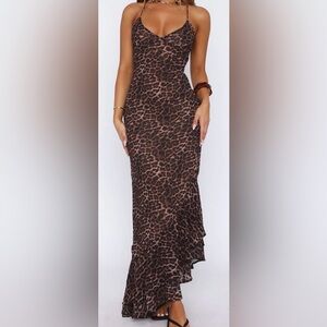 White Fox Boutique Brown Leopard Maxi Dress